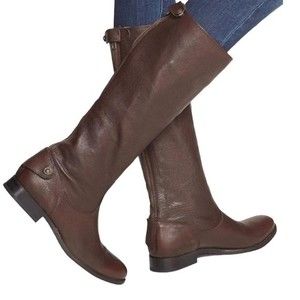 Frye Melissa Button Back Zip Up Brown Leather Riding Boots Size 7.5  Style 76430